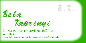 bela kaprinyi business card